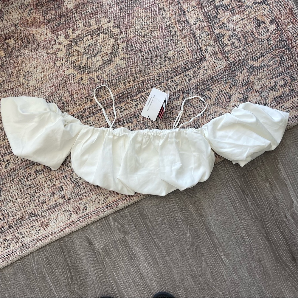 Cotton Candy LA Puff Sleeve Crop, M